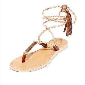 L Space Cocobelle Womens Gili Ankle Wrap Braid Sandals Brown Gladiator size 8.5